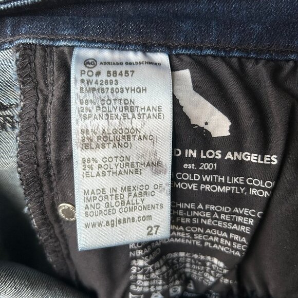 AG Jeans Women's Mari High Rise Slim Straight Aged Denim Blue Dark Wash Size 27 - Picture 10 of 10